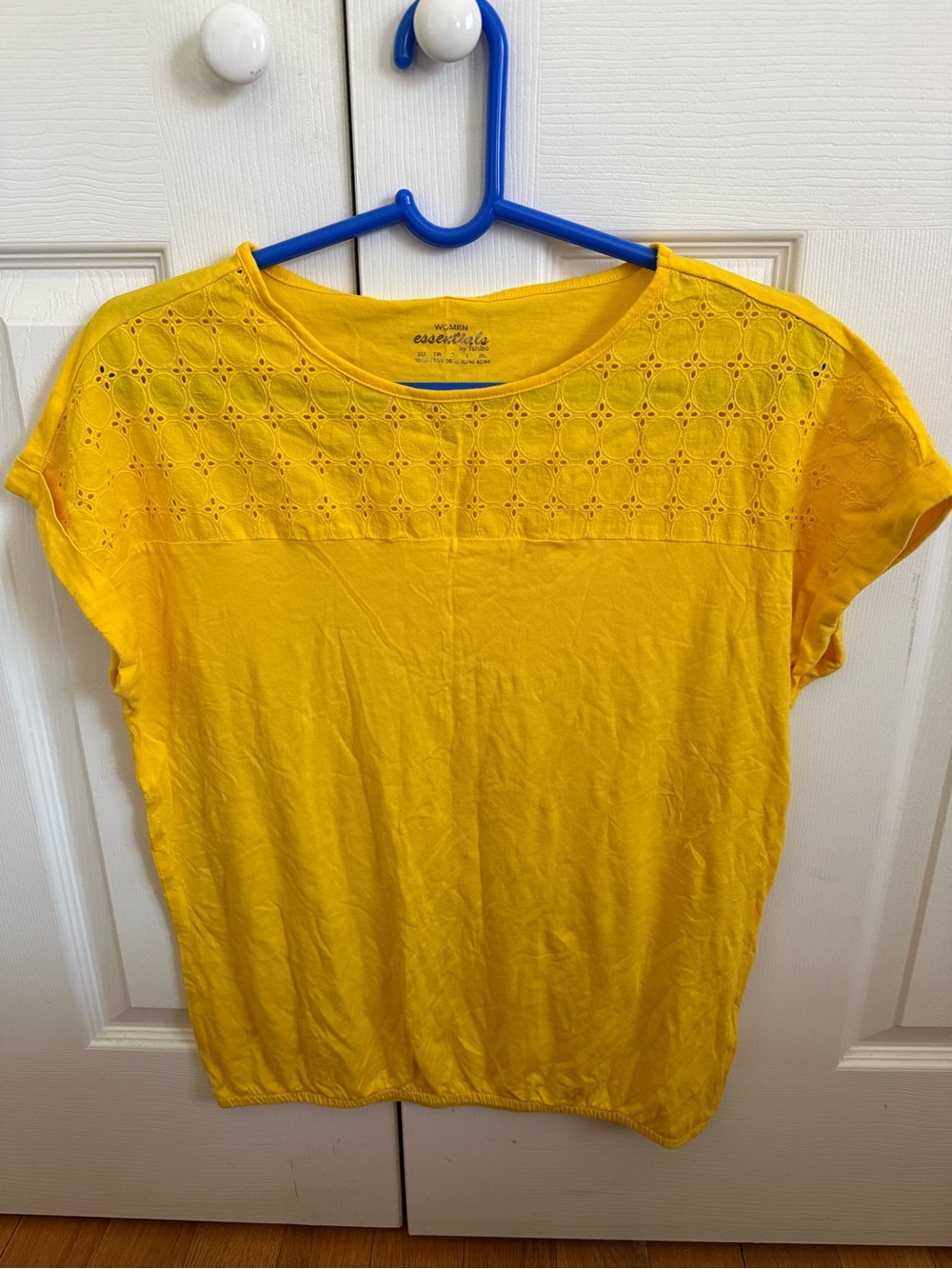 Essentials Yellow Eyelet Short Sleeve Tee
